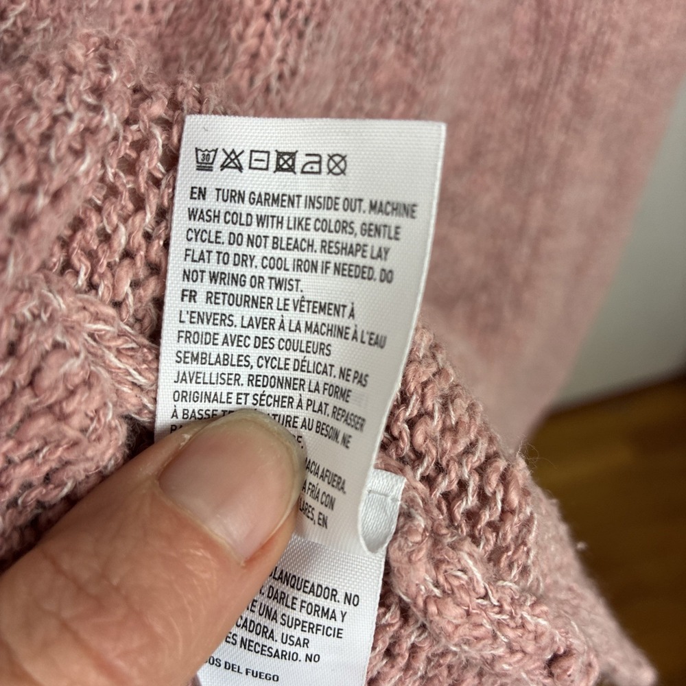 AmericanEagle XL Knit Heather PinkWhite Tank Side Slits Boho Peasant Cottagecore - Picture 8 of 9